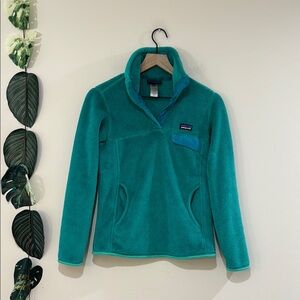 Patagonia‎ Re-Tool Snap Tee Fleece Sweater Women's XS- Teal Turquoise Blue